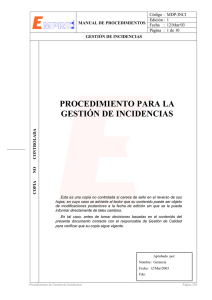 Procedimiento de Gestión de Incidencias