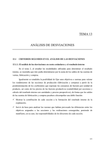 TEMA 13 ANÁLISIS DE DESVIACIONES