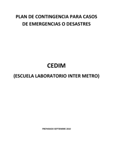 Plan de Contingencia para Casos de Emergencia o Desastres