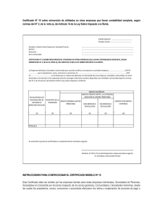 Certificado N° 15 sobre reinversión de utilidades en otras empresas