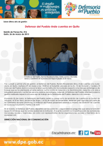 Defensor del Pueblo rinde cuentas en Quito