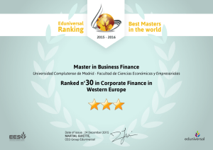 Master in Business Finance Ranked nº30in Corporate Finance in