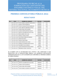 PRIMERA CONVOCATORIA PÚBLICA 2016