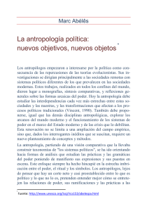 La antropología política: nuevos objetivos, nuevos objetos