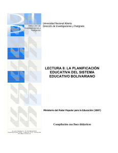 la planificación educativa del sistema educativo bolivariano