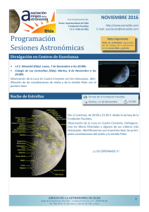programación sesiones astronómicas últimas actividades