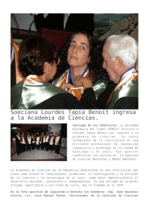 Soeciana Lourdes Tapia Benoit ingresa a la Academia de Ciencias.