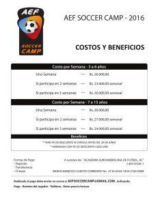 costos y beneficios aef soccer camp - 2016