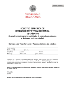 solicitud específica de reconocimiento y transferencia de créditos