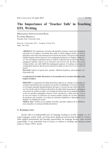 The Importance of `Teacher Talk` in Teaching EFL Writing