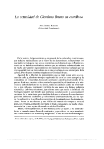 La actualidad de Giordano Bruno en castellano