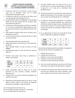 DENSIDAD. 2º ESO Masa (g) Volumen (L) Densidad (g/cm