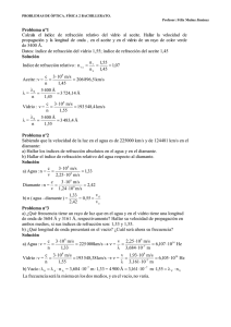 Problema nº1 Calcula el índice de refracción relativo del vidrio al