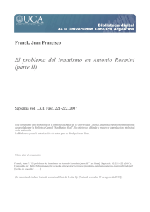 El problema del innatismo en Antonio Rosmini (parte II)