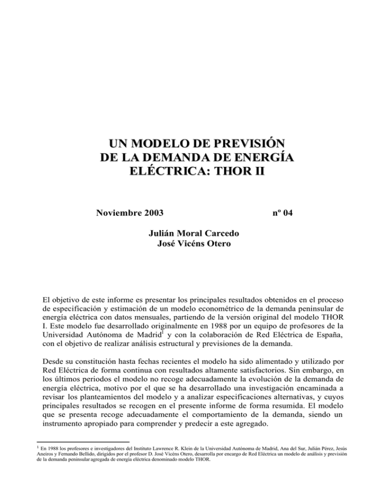 Un modelo de previsión de la demanda de la energía