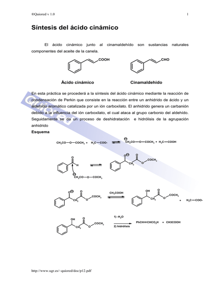 Síntesis del ácido cinámico