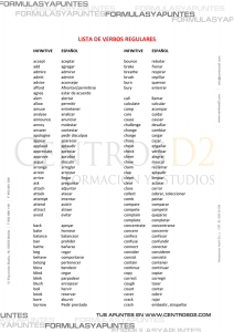 lista de verbos regulares - Biblioteca de Investigaciones