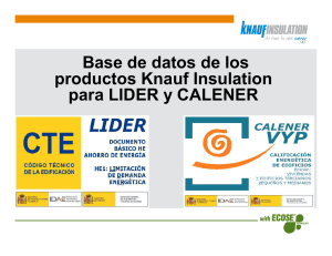 Base de datos de los productos Knauf Insulation para LIDER y
