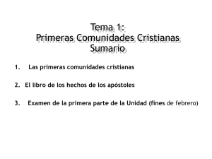 Tema 1: Primeras Comunidades Cristianas Sumario
