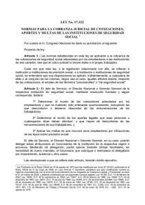 LEY No. 17.322 NORMAS PARA LA COBRANZA JUDICIAL DE