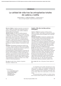 La calidad de vida tras las artroplastias totales de cadera y rodilla