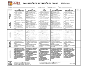 EVALUACIÓN DE ACTUACIÓN EN CLASE 2013-2014