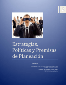 Estrategias, Políticas y Premisas de Planeación