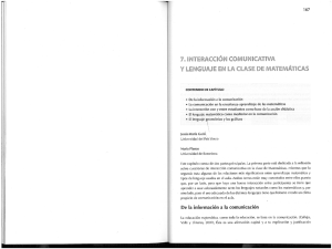 Interacción comunicativa y lenguaje en la clase de matemáticas.