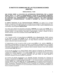 Res. 110-09 AUTORIZACION TRANSFERENCIA ADTEL (CASO NO