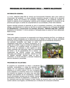 PROGRAMA DE VOLUNTARIADO CRCAS – PUERTO MALDONADO