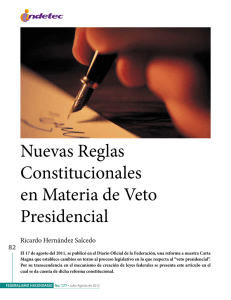 Nuevas Reglas Constitucionales en Materia de Veto Presidencial