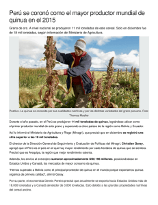 Perú se coronó como el mayor productor mundial de quinua en el