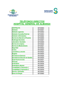 TELÉFONOS DIRECTOS HOSPITAL GENERAL DE ALMANSA
