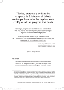 Técnica, progreso y civilización: el aporte de E. Mounier al debate