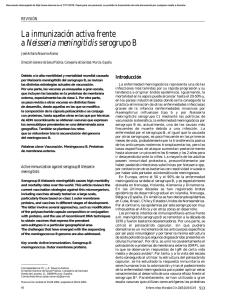 La inmunización activa frente a Neisseria meningitidis serogrupo B