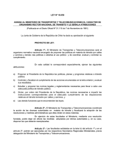 LEY Nº 18.059 ASIGNA AL MINISTERIO DE TRANSPORTES Y