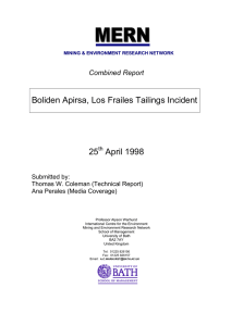 Boliden Apirsa, Los Frailes Tailings Incident 25 April 1998