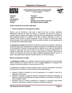 Unidad No. I. Decisiones de inversión a largo plazo.