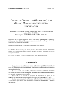 CULTIVO DE CERATOCYSTIS (OPHIOSTOMA) ULMI (BUISM