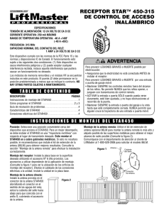 receptor star™ 450-315 de control de acceso inalámbrico