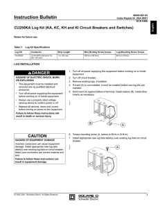CU250KA Lug Kit (KA, KC, KH and KI Circuit