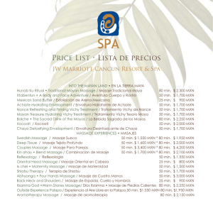 Price List • Lista de precios - Spa at the JW Marriott Cancun Resort