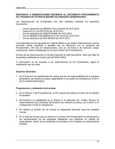 RESPUESTA A OBSERVACIONES RECIBIDAS AL - CDEC-SING