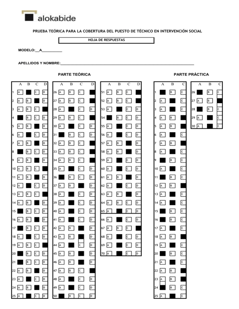 Modelo Hoja De Respuestas
