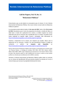 Más información sobre Call for papers Revista Internacional de RRPP