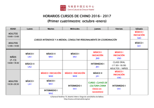 HORARIOS CURSOS DE CHINO 2016- 2017
