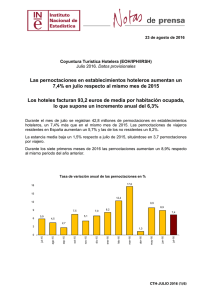 Coyuntura Turística Hotelera - Instituto Nacional de Estadistica.
