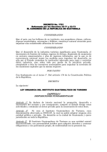 Ley Orgánica del Instituto Guatemalteco de Turismo.
