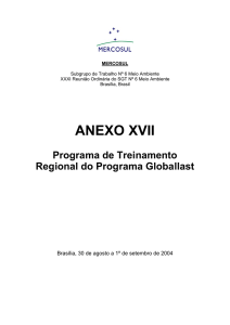 ANEXO XVII Programa de Treinamento Regional do Programa