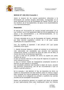 1 a) Secretaría de BOICAC Nº 100/2014 Consulta 1 Sobre el